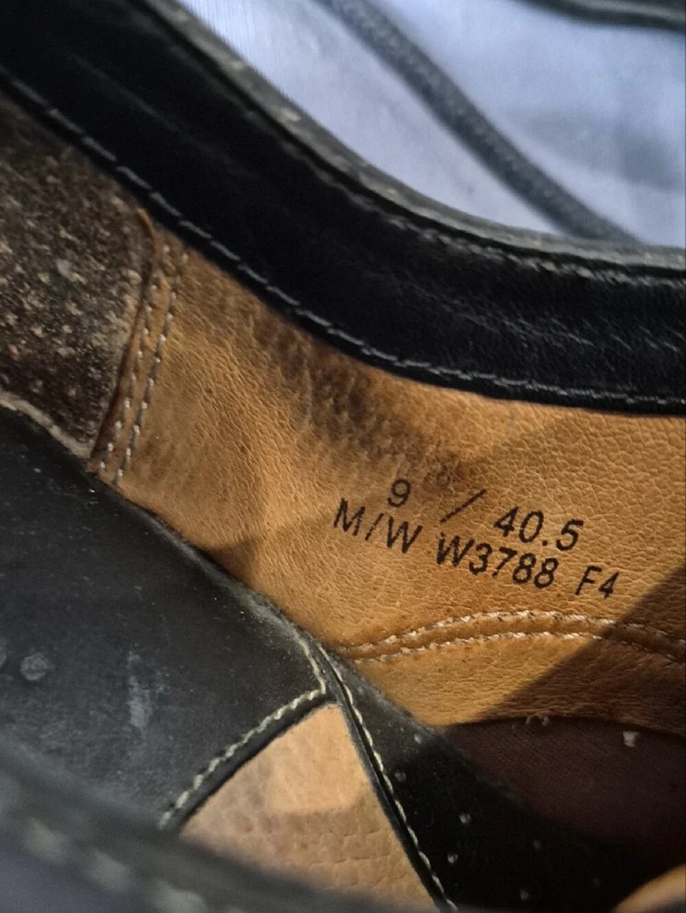 Y2K Born Shoe Black Leather Boxy Oxford Contrast Stitch Womens 9 Goth Twee